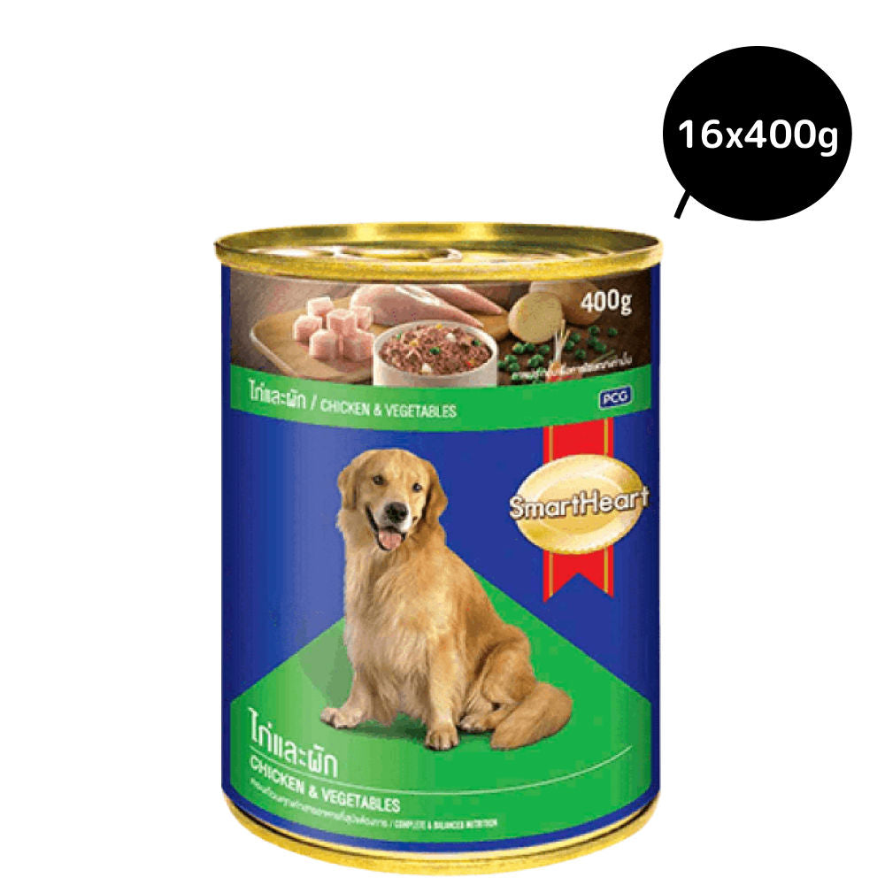 SmartHeart Chicken With Vegetables Adult Canned Wet Dog Food — in use