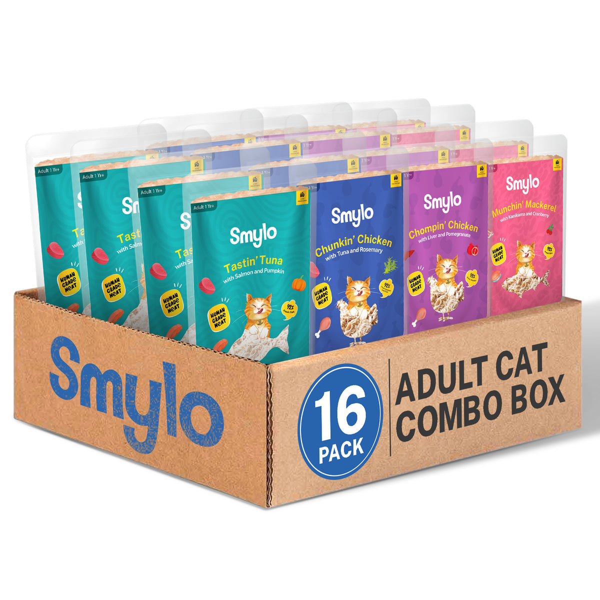 Smylo Adult Variety Combo Tuna Chicken Mackerel Fresh No Preservative Wet Cat Food