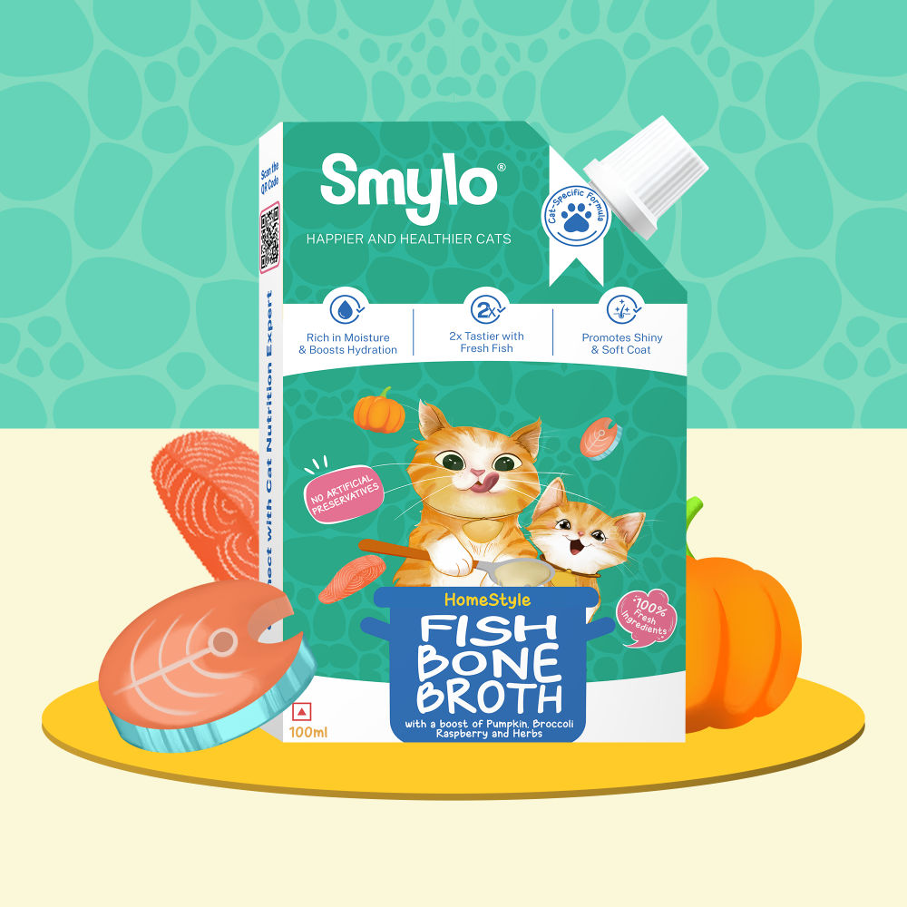 Smylo Hydration Rich Fish With Pumpkin Broccoli And Raspberry Bone Broth For Cats