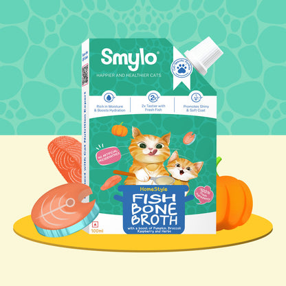 Smylo Hydration Rich Fish With Pumpkin Broccoli And Raspberry Bone Broth For Cats