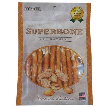 Super Bone Chicken Peanut Butter Stick Dog Treats — in use