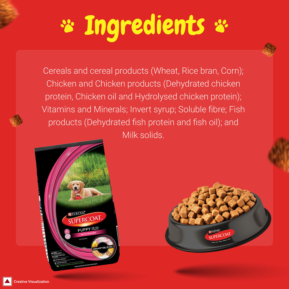 Purina SuperCoat Chicken Smartblend Puppy Dog Dry Food — side view