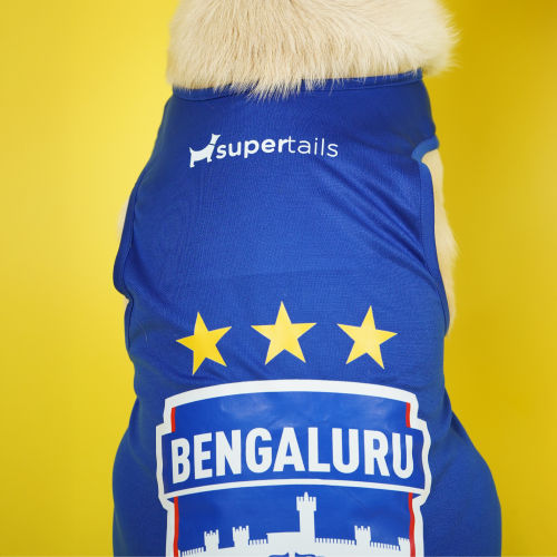 Supertails Bengaluru FC Jersey for Dogs and Cats — detail shot
