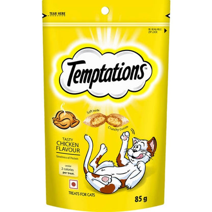 Temptations Tasty Chicken and Savoury Salmon Flavour Cat Treats Combo — side view