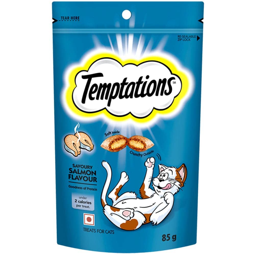 Temptations Tempting Tuna and Savoury Salmon Flavour Cat Treats Combo — detail shot