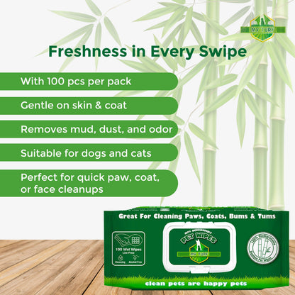 My Turf Bio Bamboo Fiber Wipes for Dogs and Cats — back view