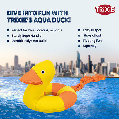 Trixie Aqua Duck on a Rope Toy for Dogs — back view