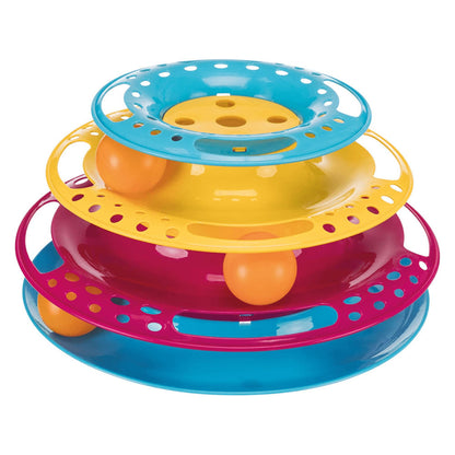 Trixie Circle Tower Catch The Balls Toy For Cats Blue Yellow Pink