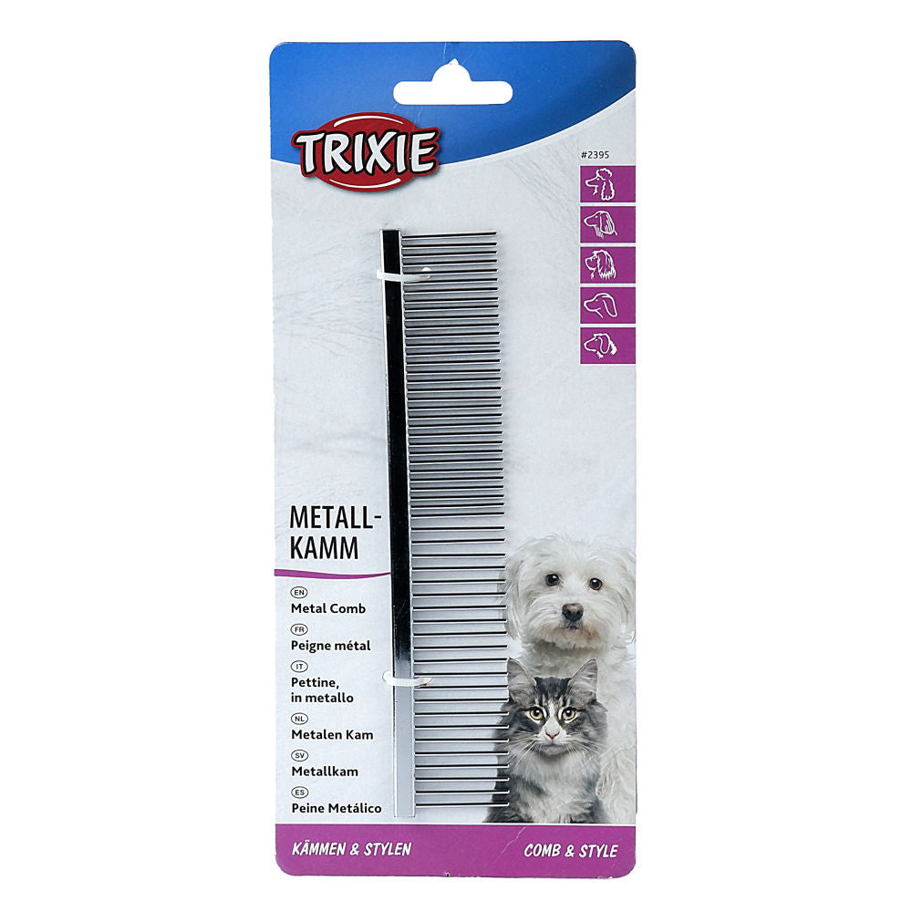Trixie Comb Medium/Coarse Metal for Dogs — back view