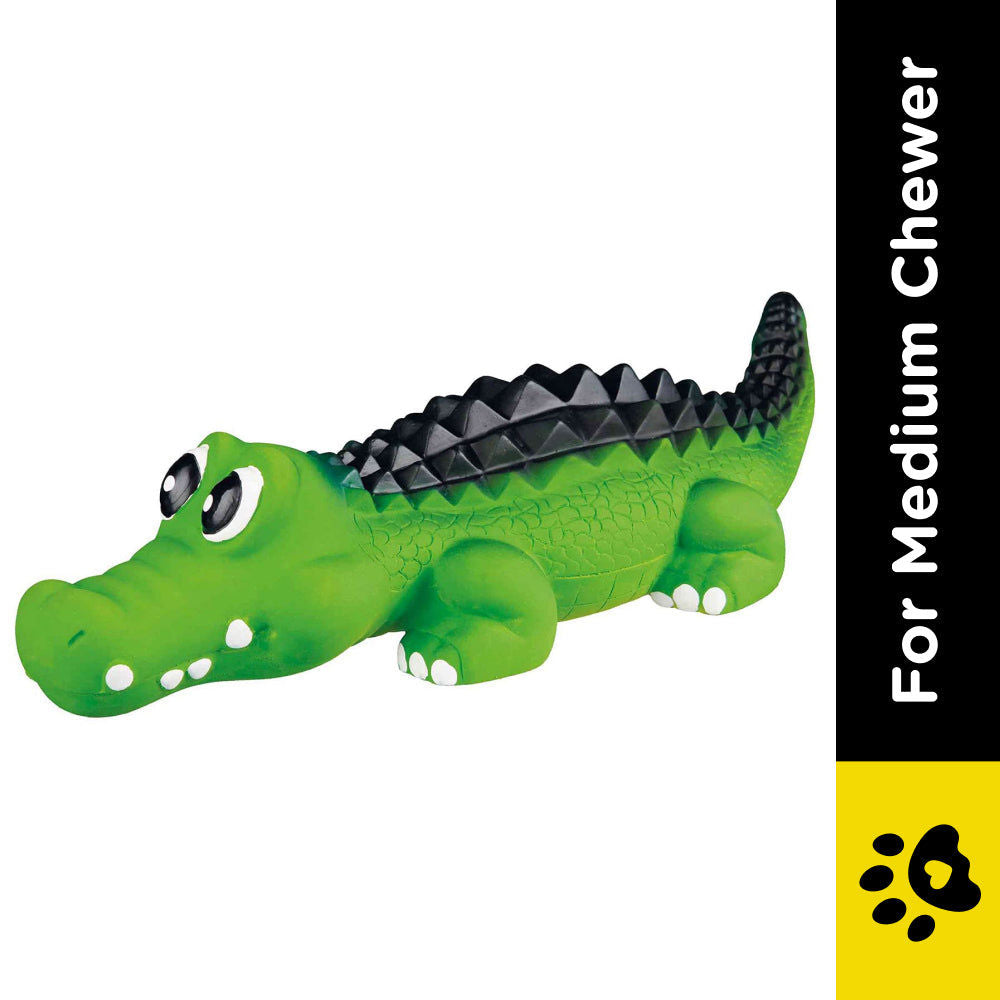 Trixie Crocodile Latex Squeaky Interactive Chew Toy for Dogs — side view