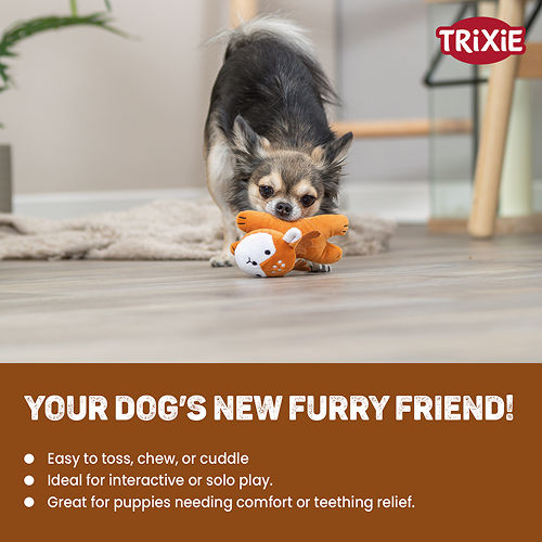 Trixie Deer Plush Toy for Dogs — in use