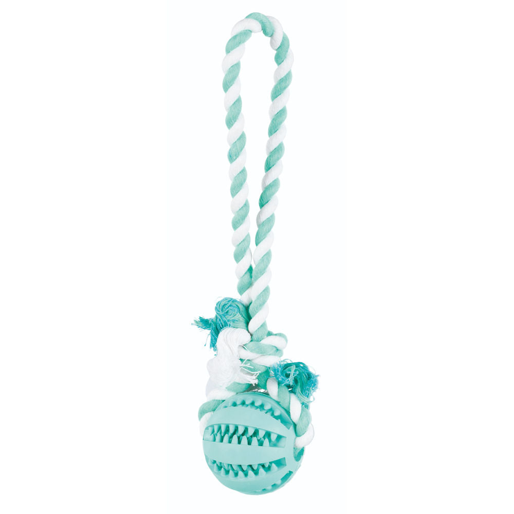 Trixie Denta Playing Rope With Fun Ball Mint Flavour Natural Rubber Toy For Dogs