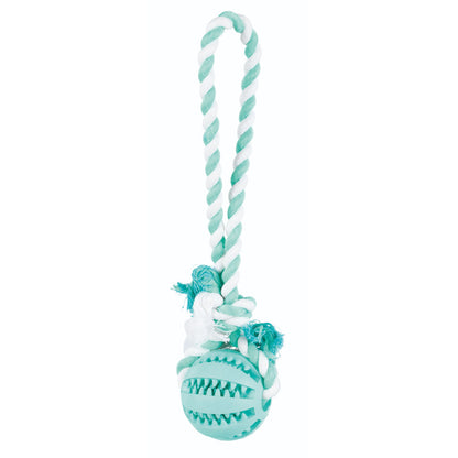 Trixie Denta Playing Rope With Fun Ball Mint Flavour Natural Rubber Toy For Dogs