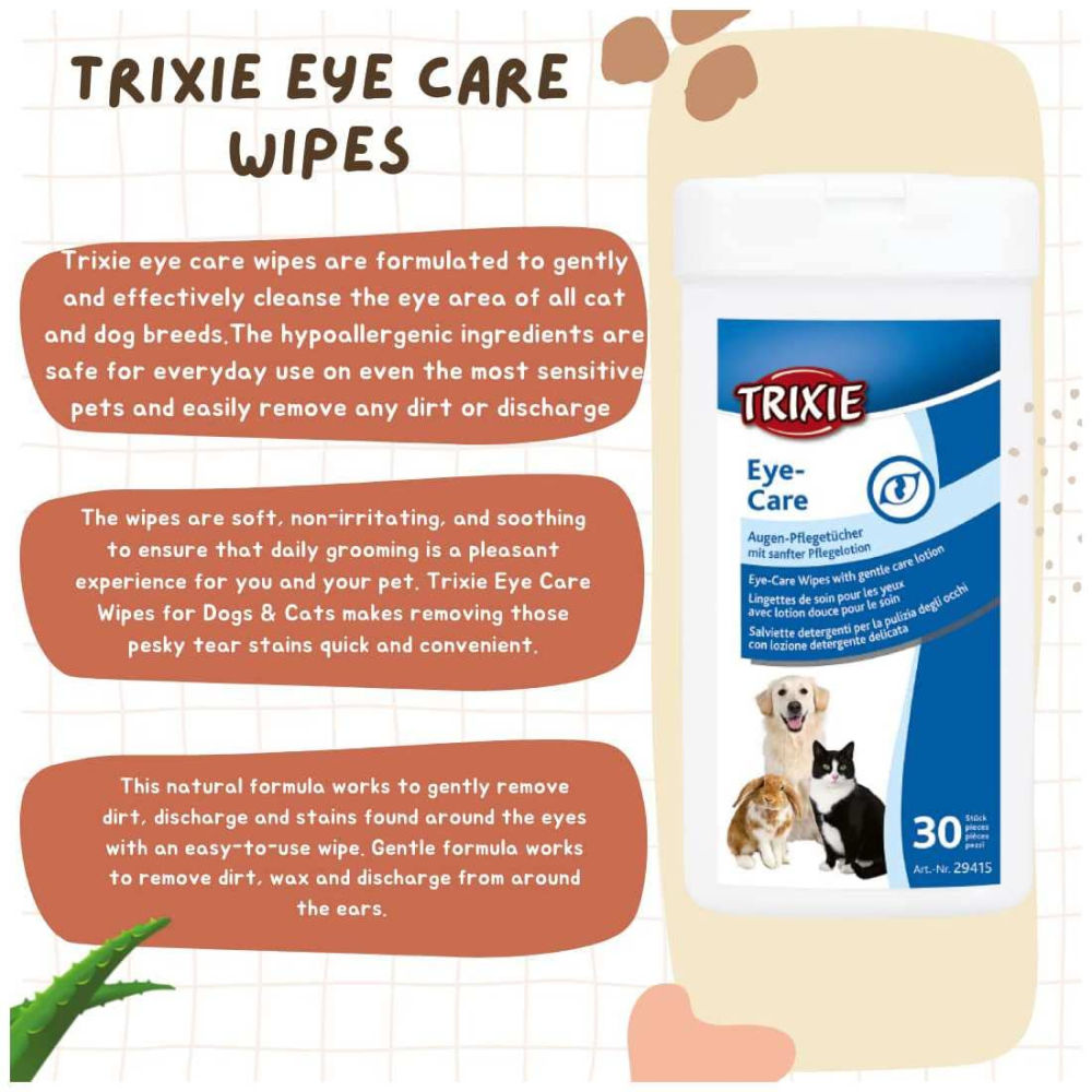 Trixie Eye Care Wipes for Dogs and Cats — side view