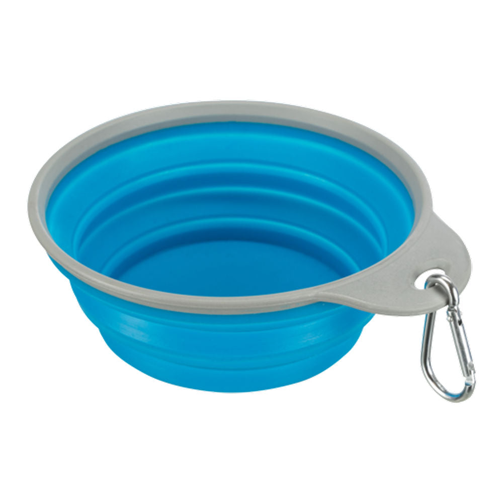 Trixie Foldable Silicon Travel Bowl For Dogs And Cats Blue And Gray