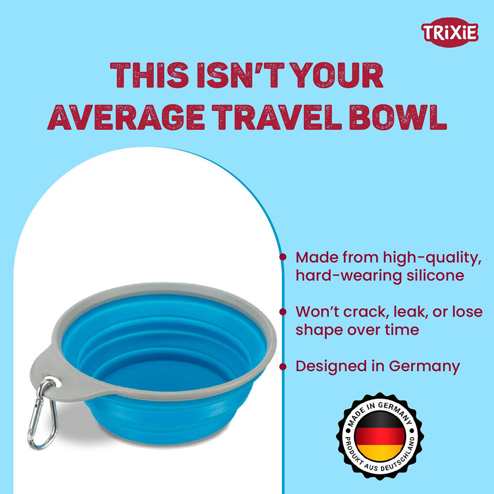 Trixie Foldable Silicon Travel Bowl For Dogs And Cats Blue And Gray - Image 5
