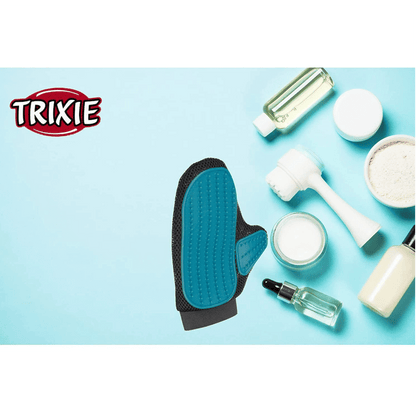 Trixie Fur Care Massage Glove for Dogs and Cats — in use