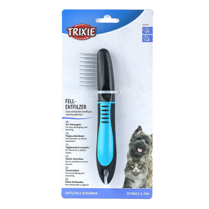 Trixie Fur Detangler With Curved Teeth Brush for Dogs and Cats — back view