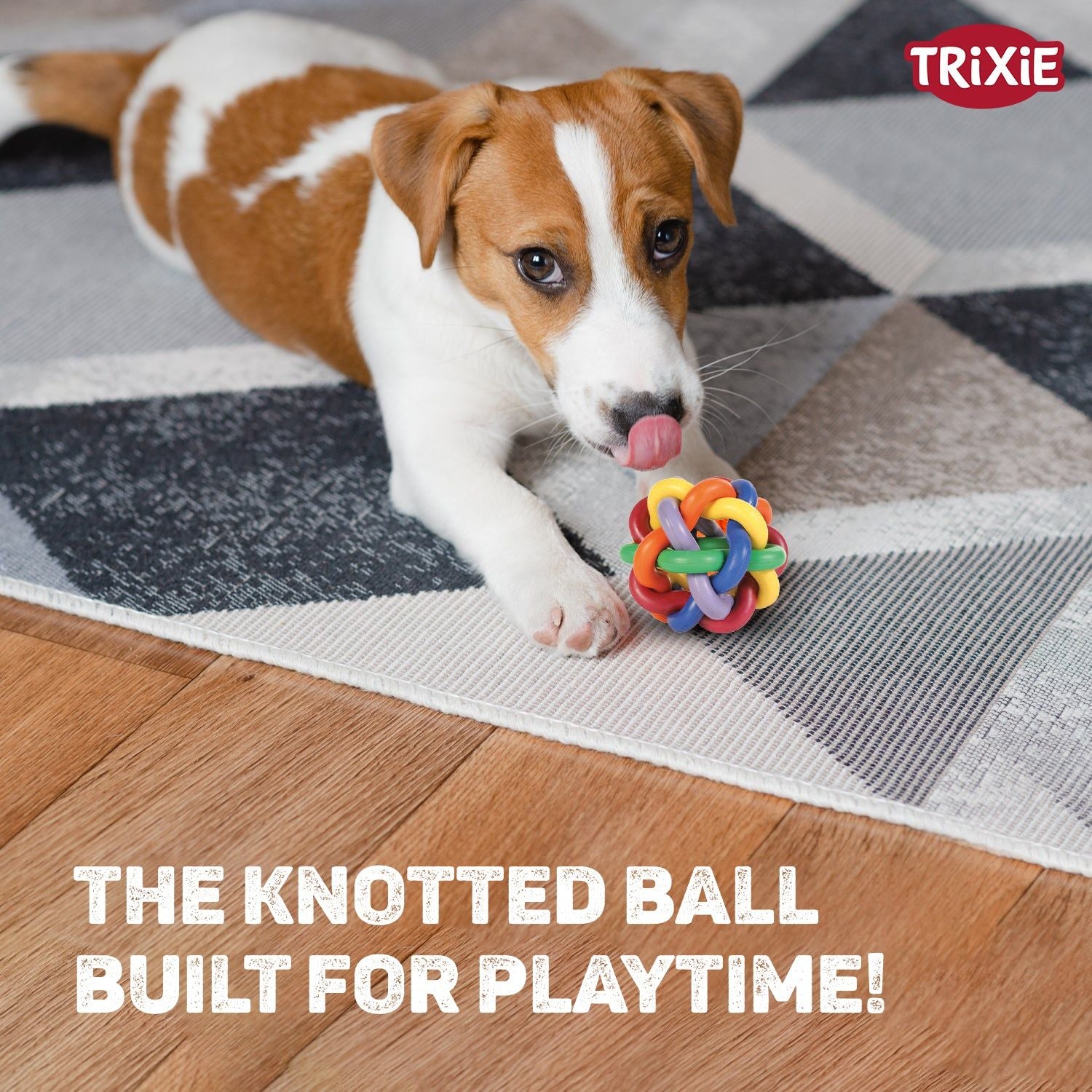 Trixie Natural Rubber Knotted Ball Chew Toy for Dogs — side view