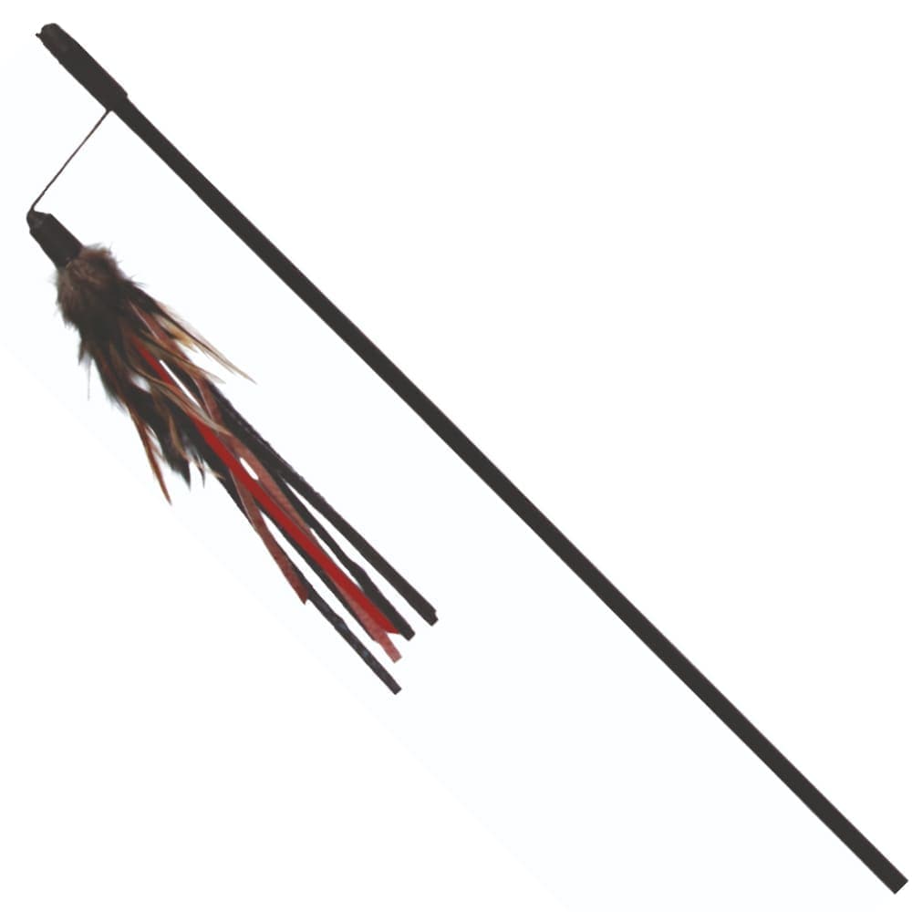 Trixie Playing Rod with Leather Straps and Feathers Toy for Cats — side view