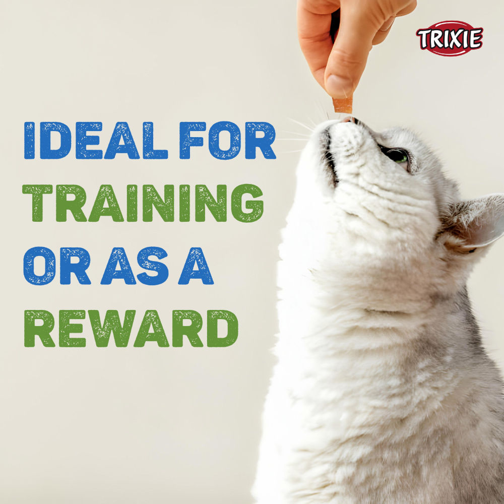 Trixie Premio Cheese Chicken Cubes Cat Treats — in use