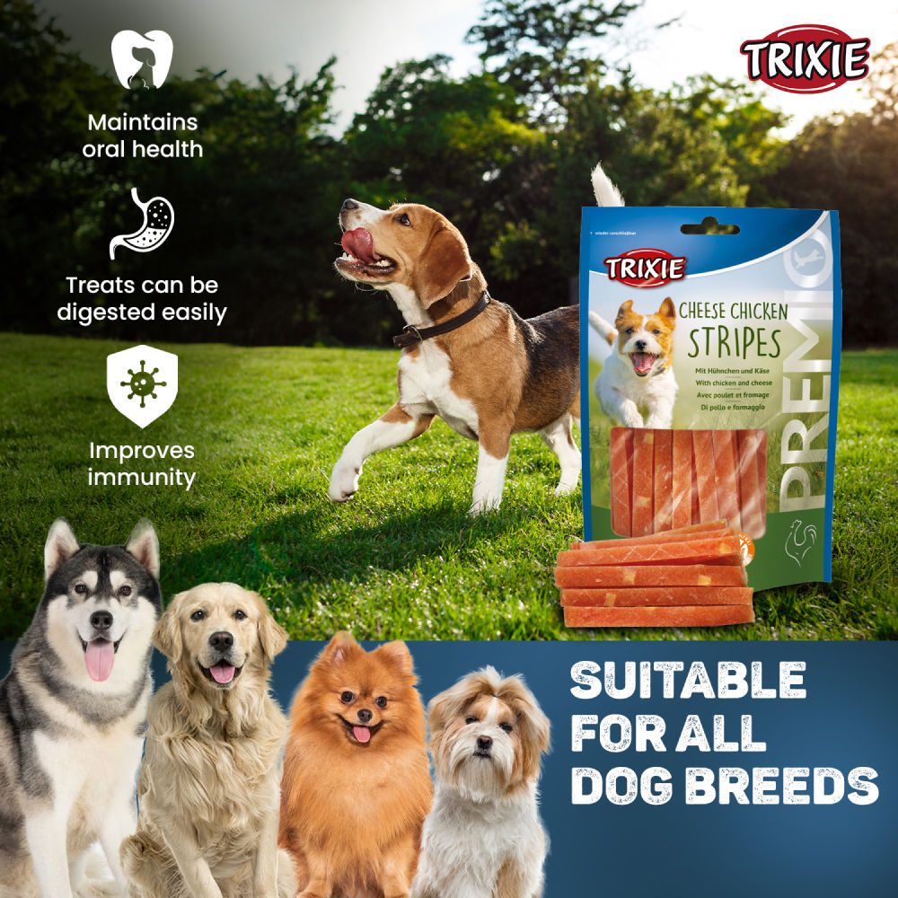 Trixie Premio Cheese Chicken Strip Dog Treats — back view