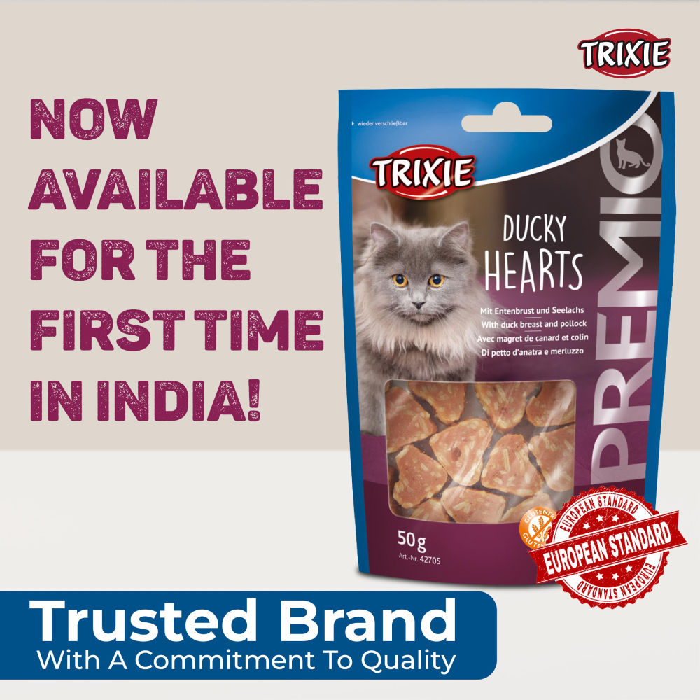 Trixie Premio Ducky Hearts Cat Treats — detail shot