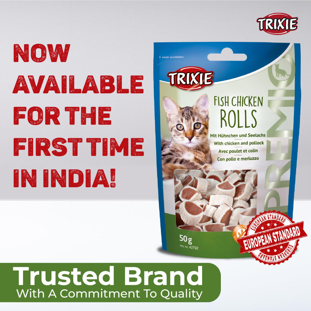 Trixie Premio Fish and Chicken Rolls Cat Treats — side view