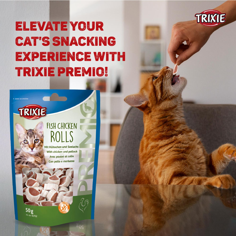 Trixie Premio Fish and Chicken Rolls Cat Treats — detail shot