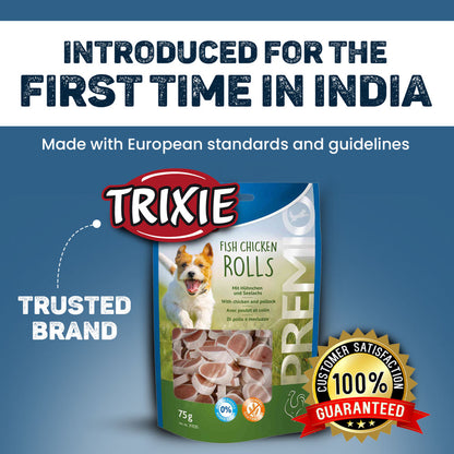 Trixie Premio Fish and Chicken Rolls Dog Treats — side view