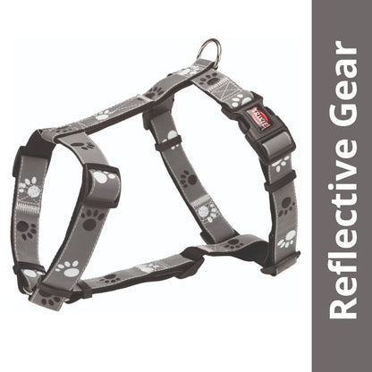 Trixie Silver Reflect H Harness For Dogs Black Silver Grey