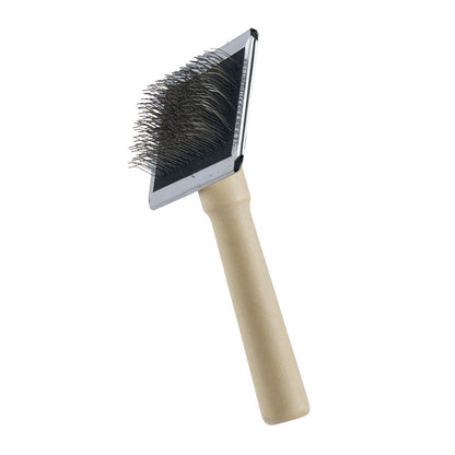 Trixie Slicker Wooden Brush with Brush Cleaner for Dogs and Cats — in use
