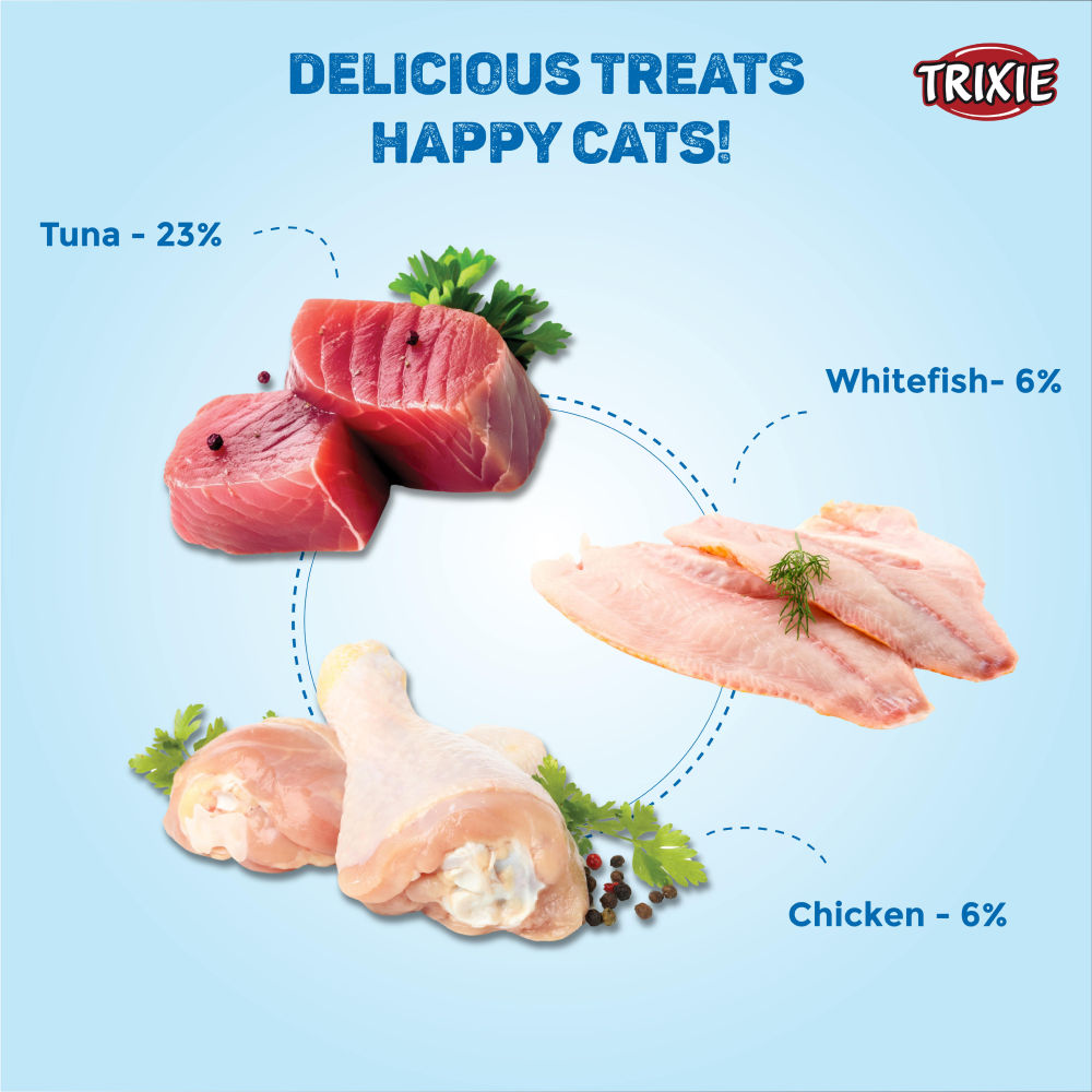 Trixie Snack with White Fish Creamy Cat Treats — in use