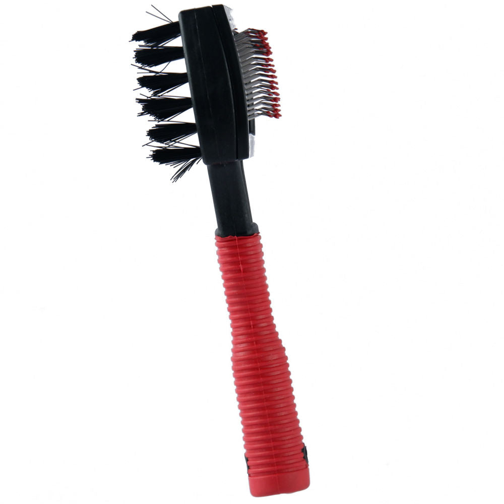 Trixie Soft Brush Double Plastic/Nylon and Metal Bristles for Dogs and Cats — back view