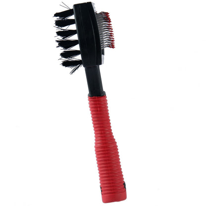 Trixie Soft Brush Double Plastic/Nylon and Metal Bristles for Dogs and Cats — back view