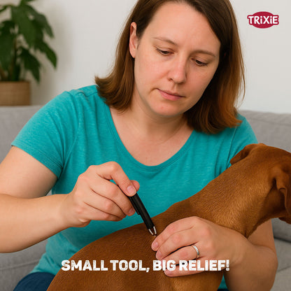 Trixie Tick Tweezers Plastic for Cats and Dogs — side view