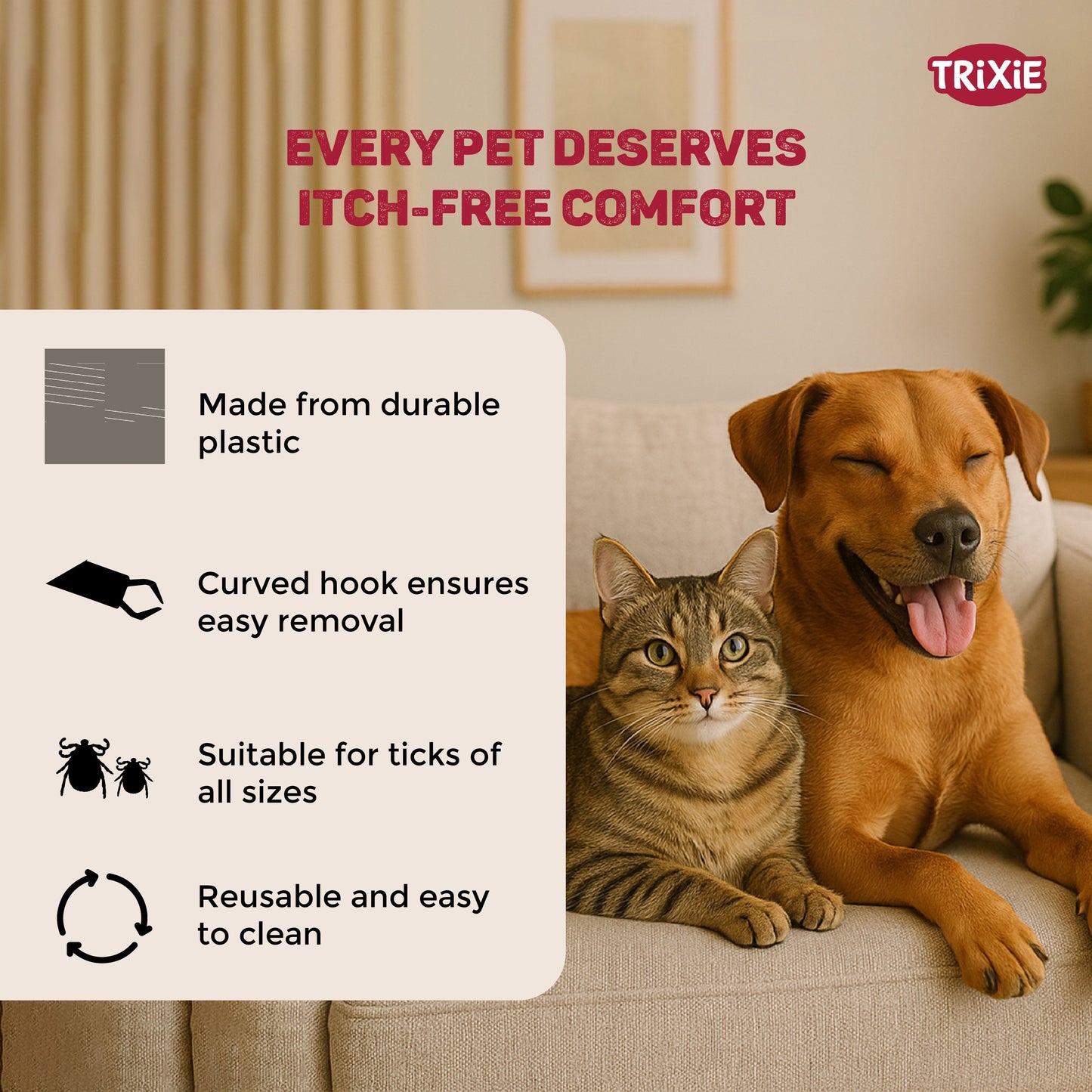 Trixie Tick Tweezers Plastic For Cats And Dogs Black And White - Image 3