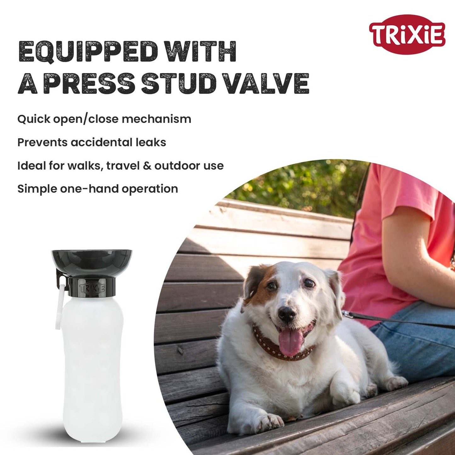 Trixie Travel Bottle With Bowl For Dogs And Cats Black - Image 2