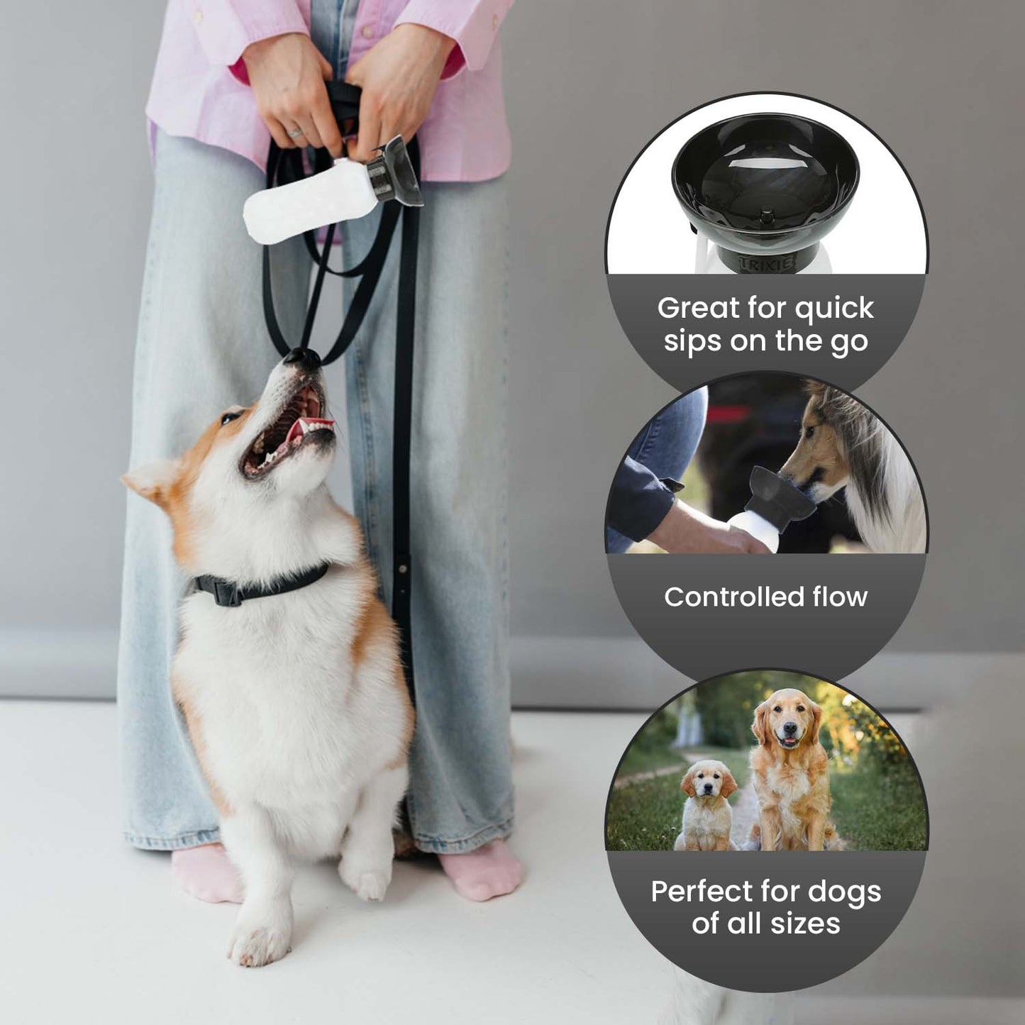 Trixie Travel Bottle With Bowl For Dogs And Cats Black - Image 4