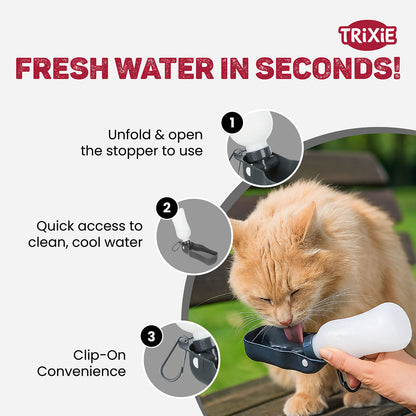 Trixie Travel Bottle With Bowl For Dogs And Cats Black And White - Image 3