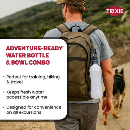 Trixie Travel Bottle With Bowl For Dogs And Cats Black And White - Image 4
