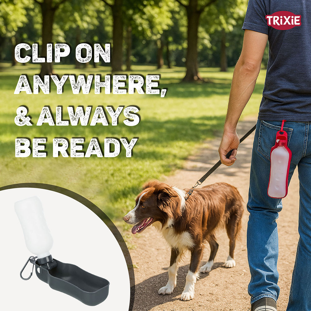 Trixie Travel Bottle With Bowl For Dogs And Cats Black And White - Image 5