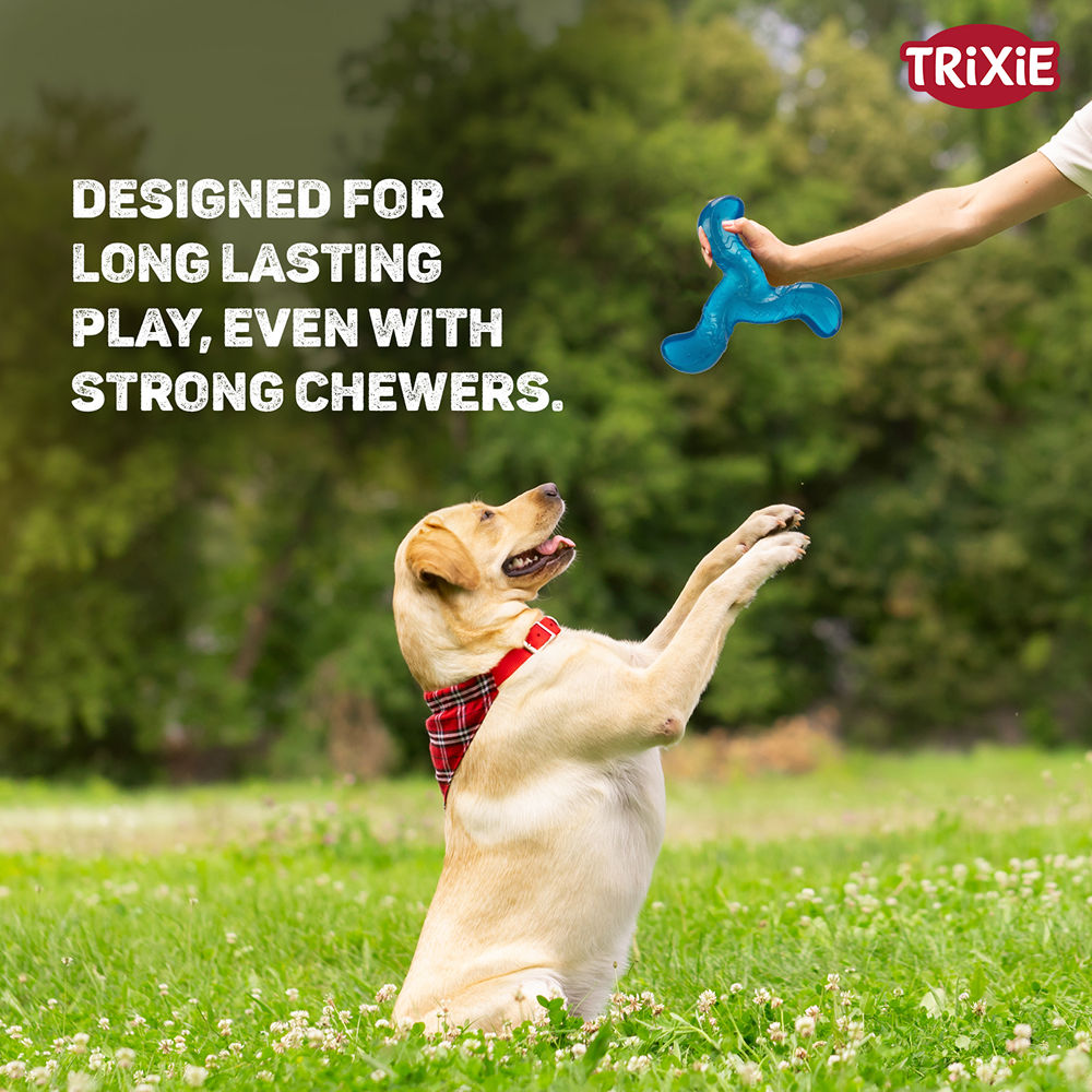 Trixie Triplex Bungee Boomerang Chew Toy for Dogs — back view