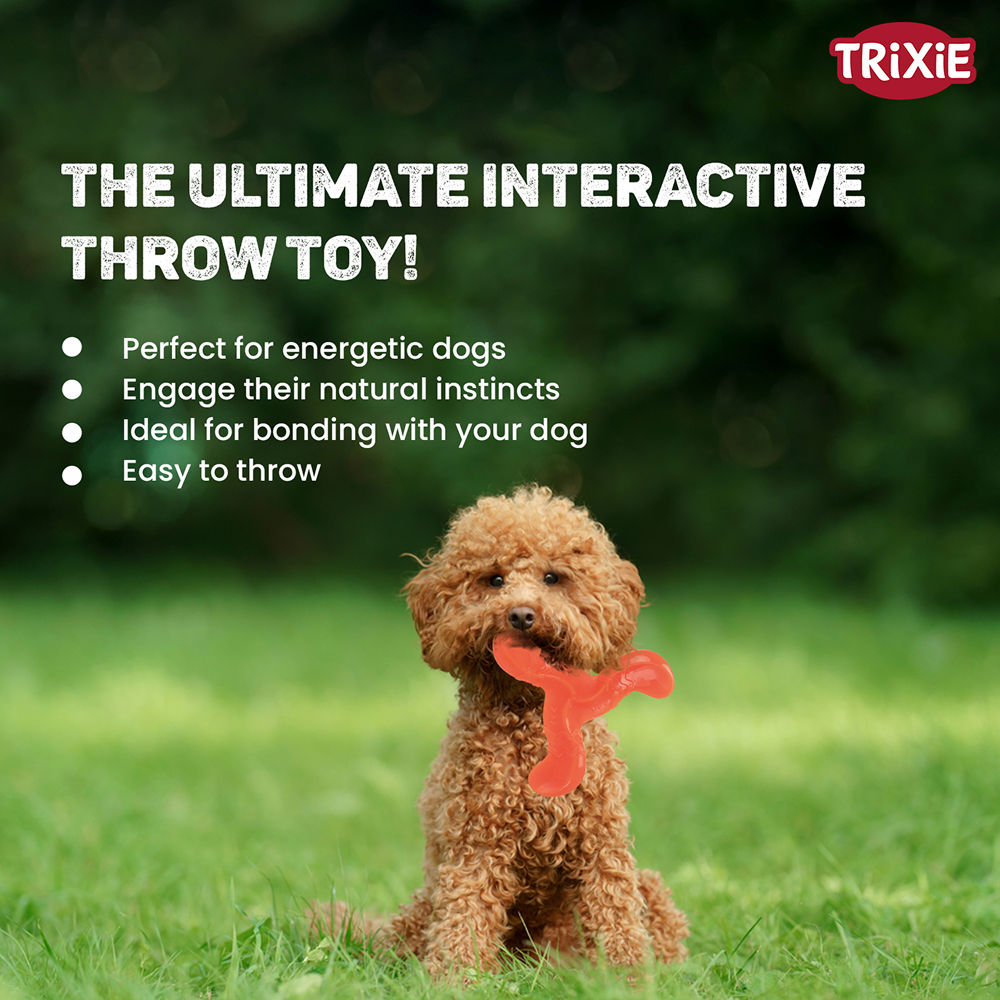 Trixie Triplex Bungee Boomerang Chew Toy for Dogs — side view