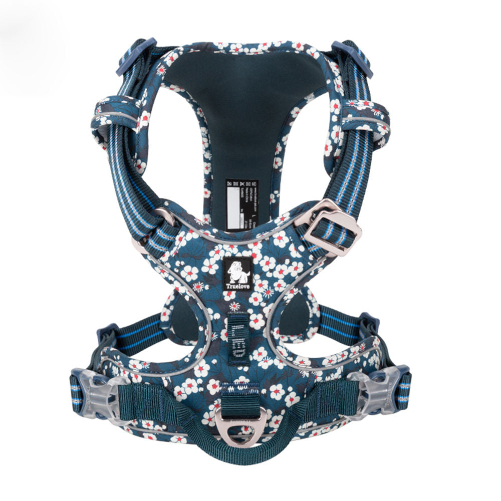 Truelove Floral No Pull 3M Reflective Harness for Dogs — side view