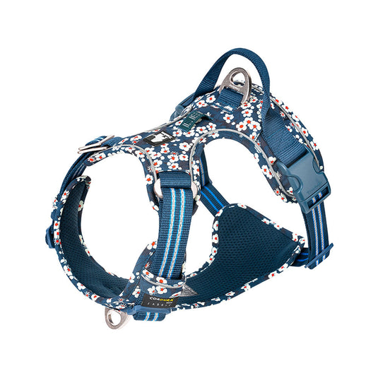 Truelove Floral No Pull Cordura Fabric Harness For Dogs Saxony Blue