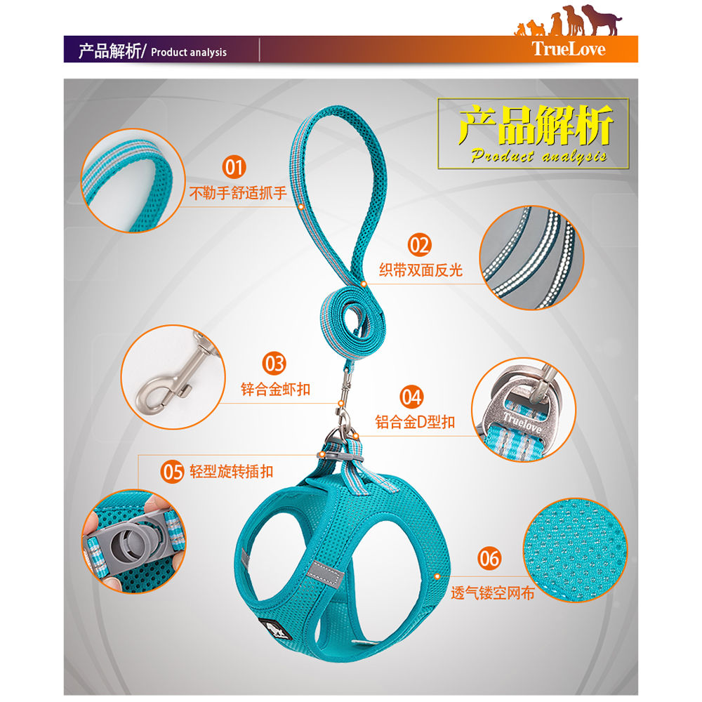 Truelove Mesh Harness & Leash Set for Cats and Small to Medium Dogs — in use