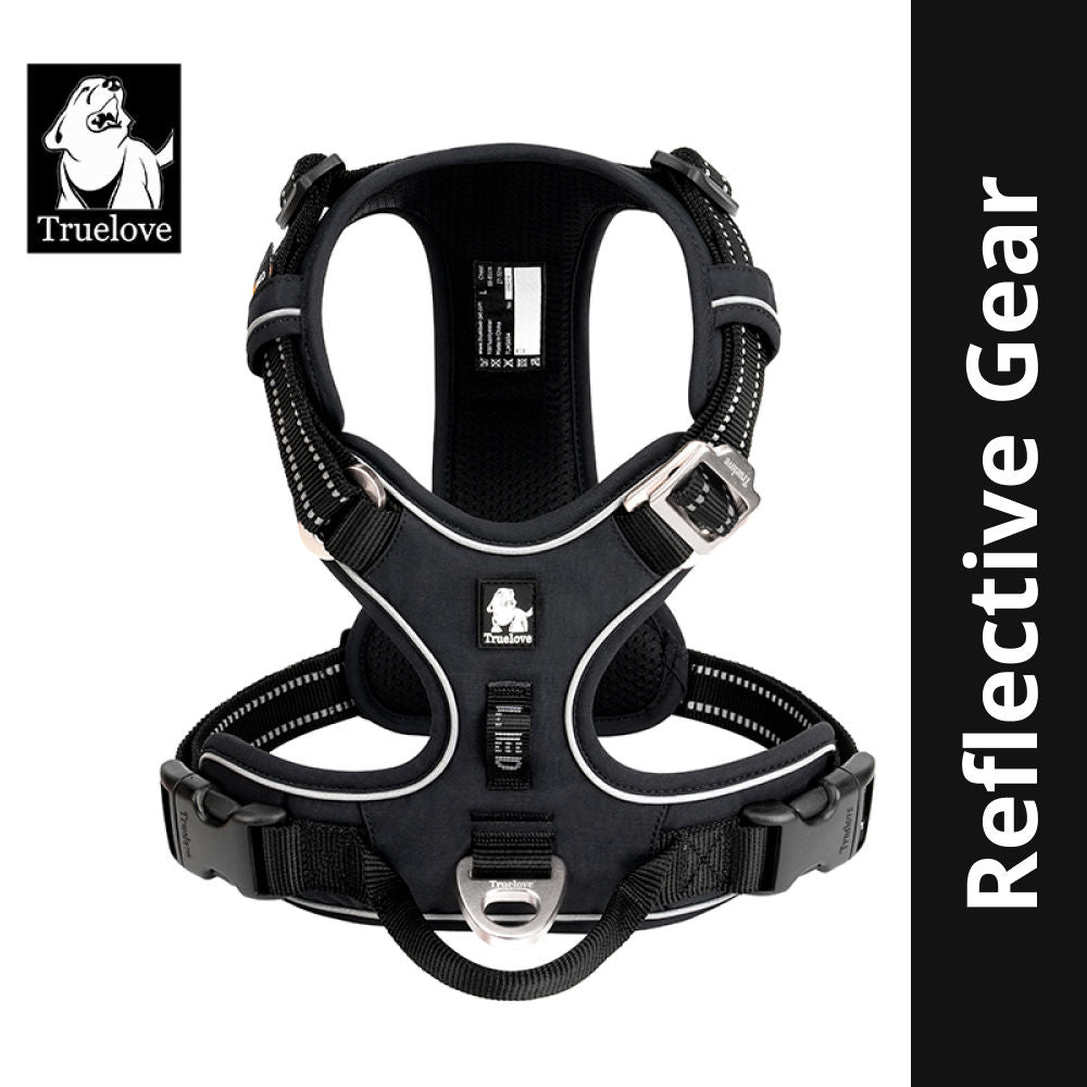 Truelove No Pull Cordura Harness with 3M Reflective Material for Dogs (Black)