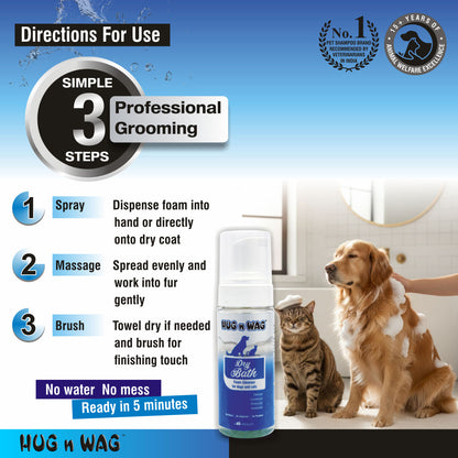 TTK Hug n Wag Dry Bath Foam Cleanser for Dogs and Cats — side view