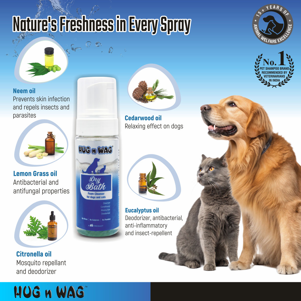 TTK Hug n Wag Dry Bath Foam Cleanser for Dogs and Cats — detail shot